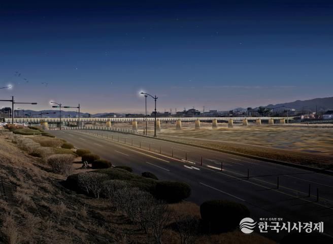 경주시가 북천철교에 추진 중인 경관개선 사업 조감도. 야간조명 설치를 통해 교량과 북천 일대가 품격 있는 도시 경관으로 탈바꿈할 예정이다.