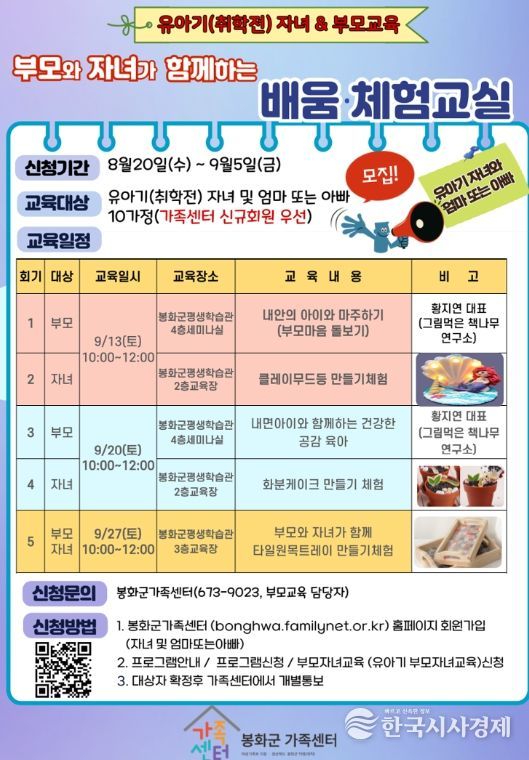 봉화군가족센터, 부모와 자녀 역량강화교육