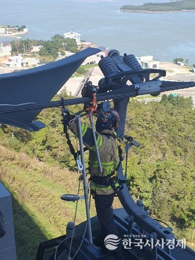 진도소방서, 명량해상케이블카 삭도시설 민관합동 구조훈련 실시