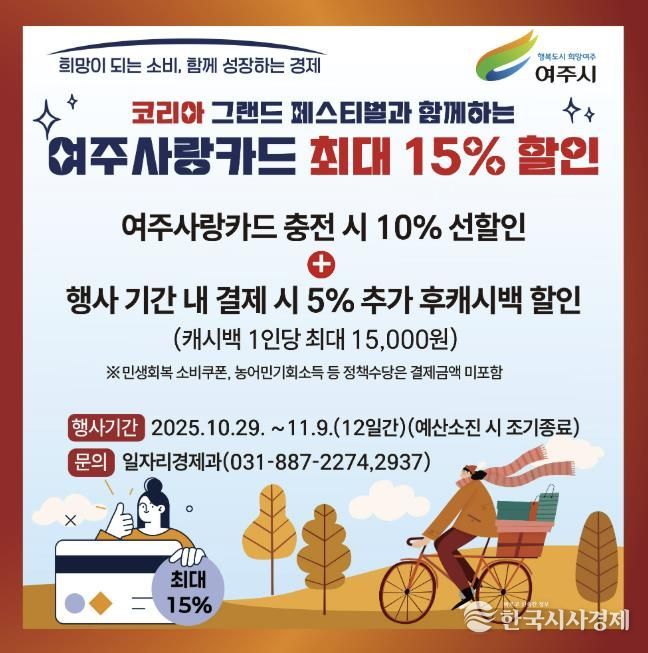 여주시, 코리아 그랜드 페스티벌 참여 ‘여주사랑카드 최대 15% 할인’