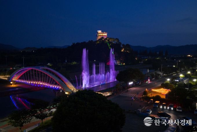화순꽃강길 음악분수와 개미산 전망대