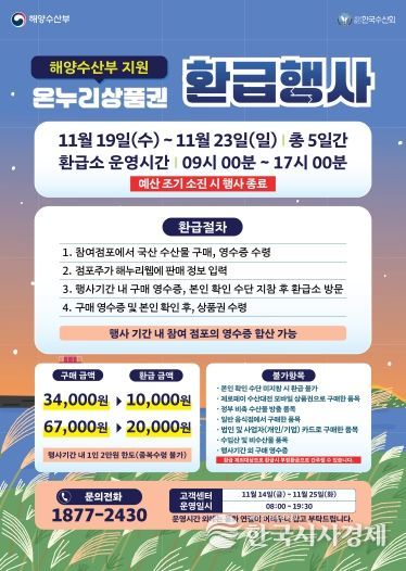 청주시 “김장철 수산물 구매하고 최대 30% 환급 받으세요”