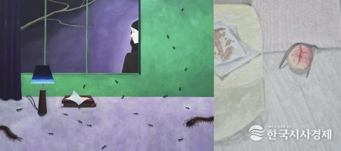 영천예술창작스튜디오 릴레이 개인전 Part 4 참여 작가 작품(왼쪽 노연이 作, Studio 402 / 오른쪽 이체린 作, 무제)