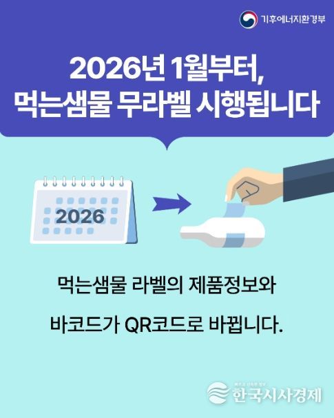 먹는샘물 무라벨 시행 홍보물