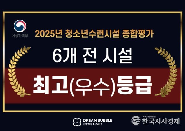 안양시청소년재단 청소년수련시설 종합평가 전 시설 최고등급