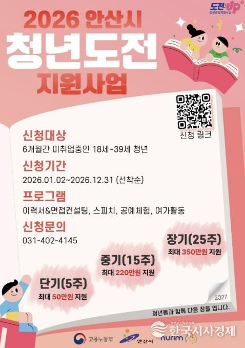 '2026년 안산시 청년도전 지원사업' 디지털 홍보자료