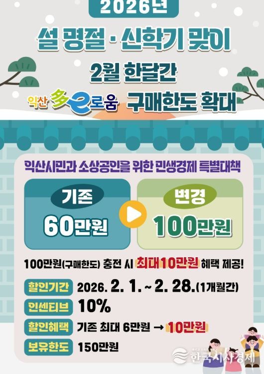 명절과 신학기 맞아 2월 한 달 동안 충전 한도 100만 원으로 상향