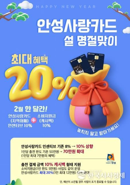 안성사랑카드, 설 명절 맞이 최대 20% 혜택 제공