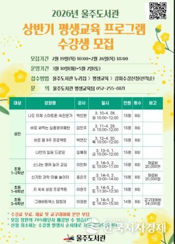 울주도서관, 상반기 평생교육 수강생 모집