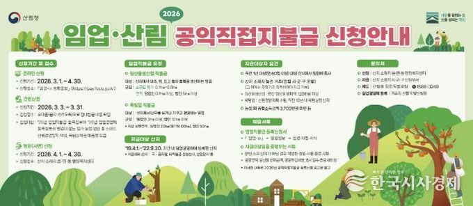 동두천시, 2026년 임업·산림 공익직접지불금 신청 미리 준비하세요!