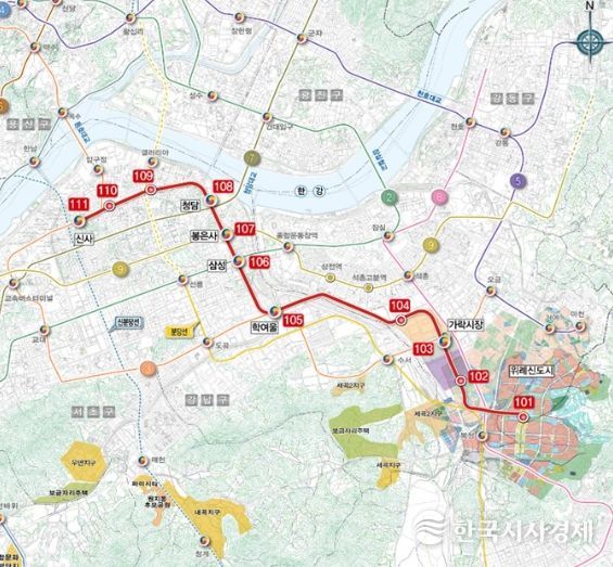 위례신사선 노선도