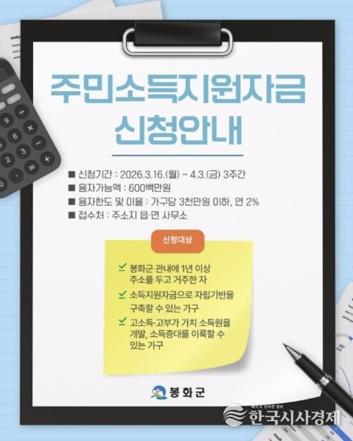 봉화군, ‘2026년 주민소득지원사업’시행