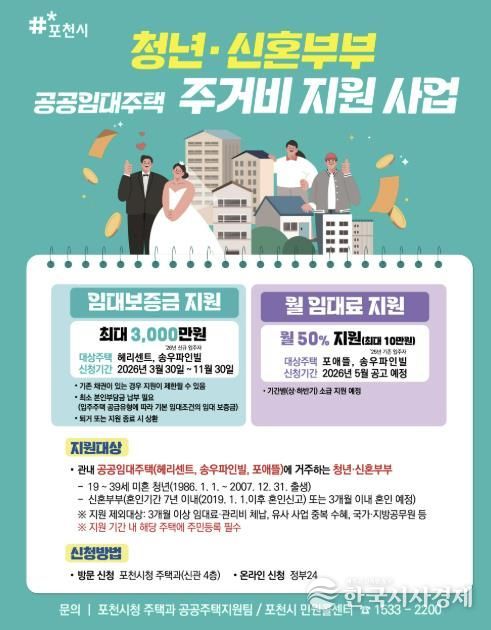 포천시, 무주택 청년·신혼부부 공공임대주택 주거비 지원 시행