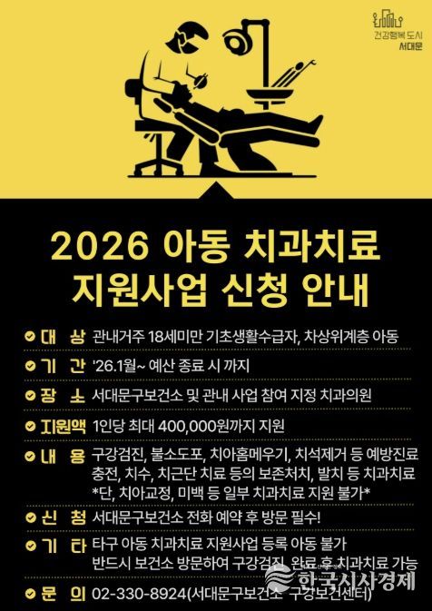 서대문구의 ‘아동 치과 치료 지원사업’ 포스터