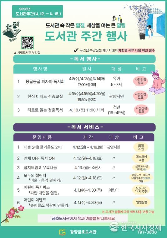 4월 도서관주간 맞아 K-디저트ㆍ타로독서 등 특별 행사 운영